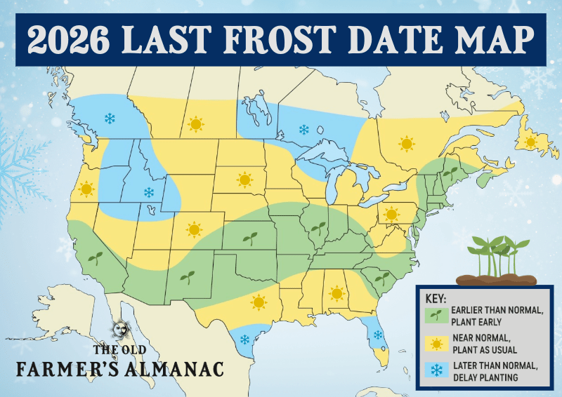 Last Frost Date Predicted For 2026 Last Frost Date Map The Almanac Last Frost Date Map 2026[16] 